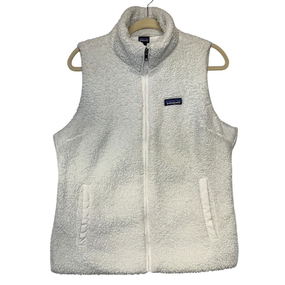 Patagonia Los Gatos Fleece Vest Womens Large White Full Zip High Pile 25216